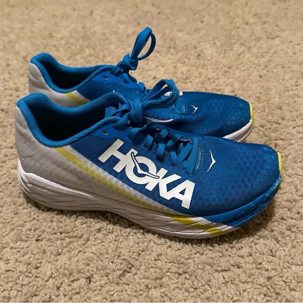 HOKA One One Rocket X Women’s Size 9 Blue White Carbon Plate Running Shoes - Picture 4 of 7